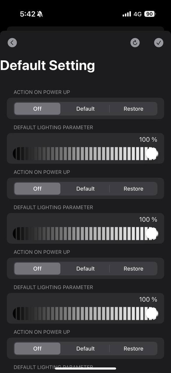 BANFi ONE App 開機預設亮度設定畫面