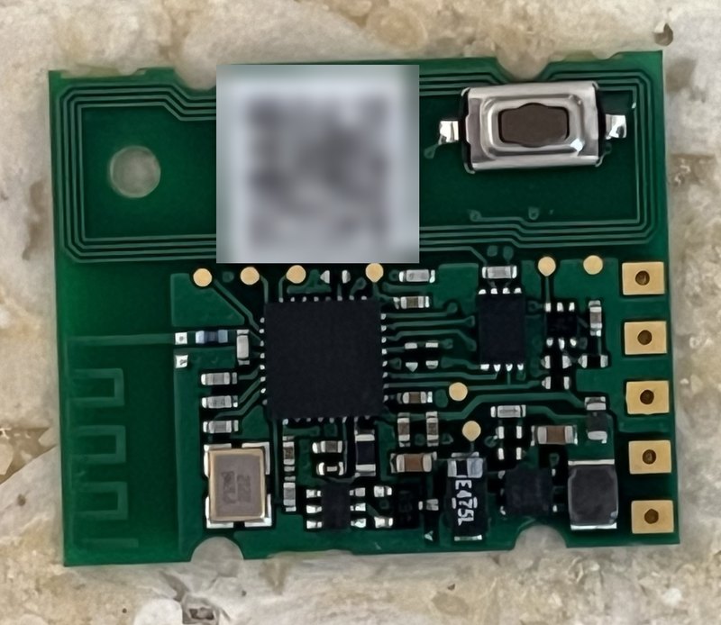 EnOcean PTM 535BZ 發射模組正面（晶片面，識別碼已模糊）