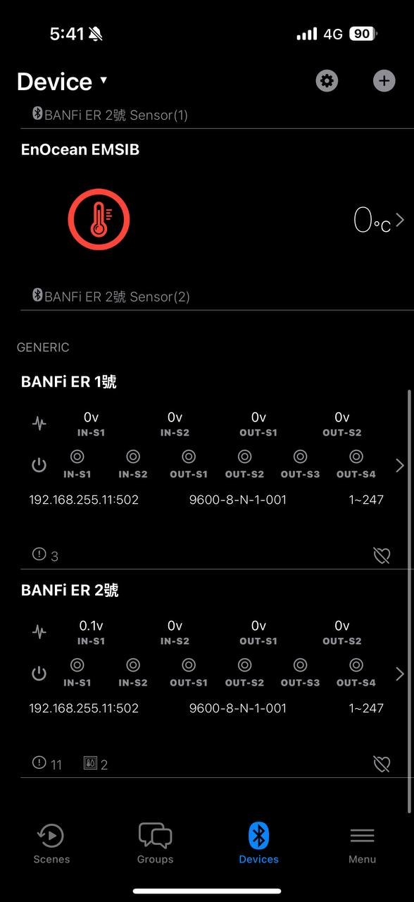 BANFi ONE App 中的現場設備與感測器總覽