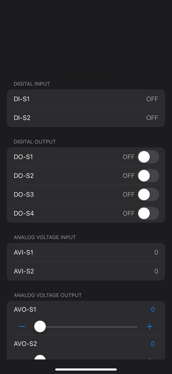 BANFi ONE App 中的數位與類比 I/O 即時狀態